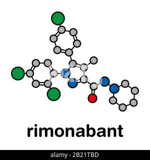 Rimonabant molecola di farmaco obesità, illustrazione Foto Stock