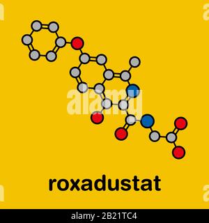 Roxadustat molecola di farmaco, illustrazione Foto Stock