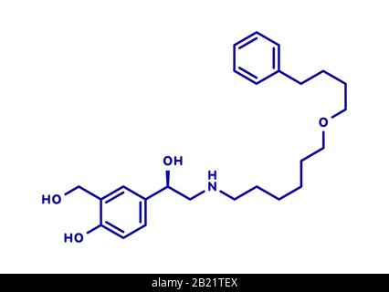 Molecola di farmaco di asma di salmeterolo, illustrazione Foto Stock