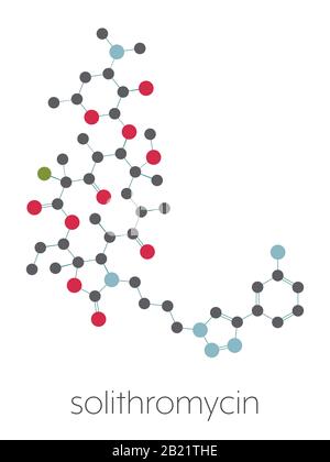 Molecola di farmaco antibiotico di Solitromicina, illustrazione Foto Stock