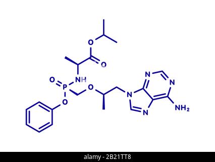 Tenofovir alafenamide molecola di farmaco antivirale, illustrazione Foto Stock