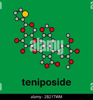 Molecola di farmaco per cancro al teniposide, illustrazione Foto Stock