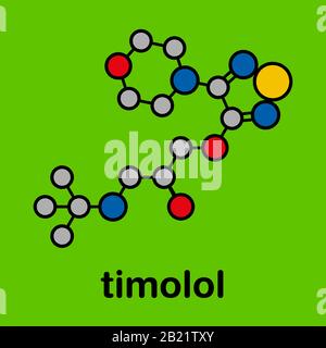 Molecola di farmaco antagonista del recettore beta-adrenergico timololo Foto Stock