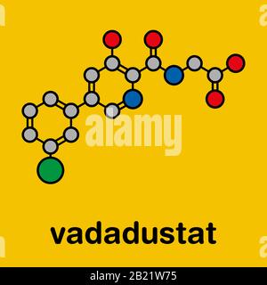 Molecola di farmaco di Vadadustat, illustrazione Foto Stock