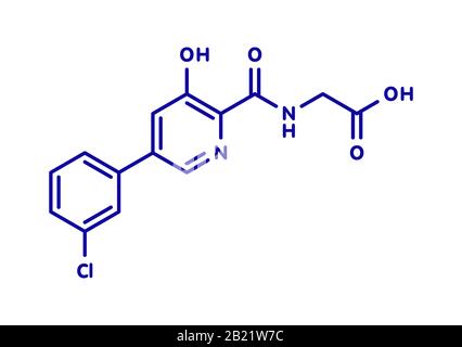 Molecola di farmaco di Vadadustat, illustrazione Foto Stock