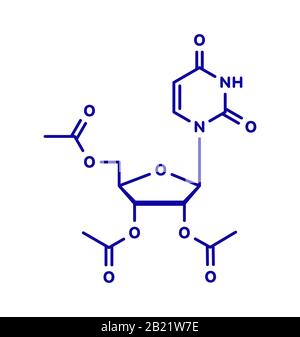 Uridina triacetato molecola di farmaco, illustrazione Foto Stock