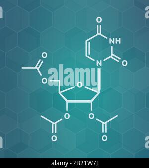 Uridina triacetato molecola di farmaco, illustrazione Foto Stock