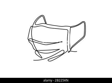 Continua una linea illustrativa della respirazione di sicurezza sicurezza industriale N95 o covid-19 e maschere di virus corona. Foto Stock