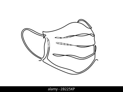 Continua una linea illustrativa della respirazione di sicurezza sicurezza industriale N95 o covid-19 e maschere di virus corona. Foto Stock