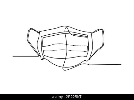Continua una linea illustrativa della respirazione di sicurezza sicurezza industriale N95 o covid-19 e maschere di virus corona. Foto Stock
