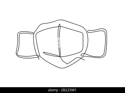 Continua una linea illustrativa della respirazione di sicurezza sicurezza industriale N95 o covid-19 e maschere di virus corona. Foto Stock