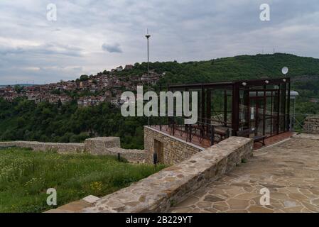 Stazione funicolare a Trapezitsa fortezza rovine. Veliko Tarnovo In Bulgaria. Foto Stock