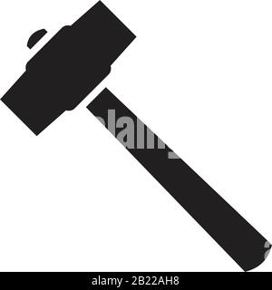 Modello Icona martello colore nero modificabile. Simbolo Dell'Icona del martello immagine vettoriale piatta per la progettazione grafica e del nastro. Illustrazione Vettoriale