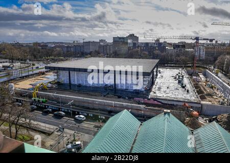 Baustelle, Neue Nationalgalerie, Potsdamer Strasse, nel quartiere Mitte di Berlino, Deutschland Foto Stock