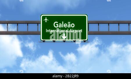 Rio De Janeiro Brasile Airport Highway Road Sign 3d Illustration Foto Stock