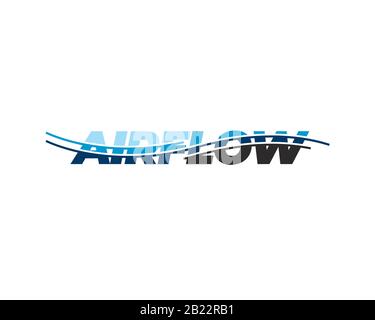 flusso d'aria tipografico con logotipo wordmark con linee d'aria che assomigliano all'aria o flusso di acqua Illustrazione Vettoriale