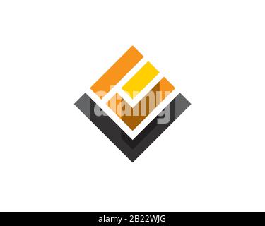 Quadrato ruota diagonale monogramma anagramma logo lettermark della lettera L E C U W I J Y V Illustrazione Vettoriale