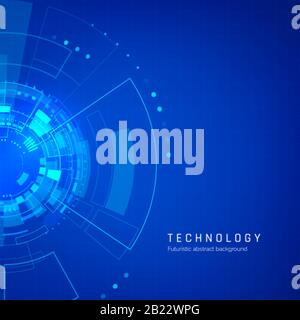 Cerchio blu astratto tecnologia sfondo. Sfondo fantascientifico fantascientifico. Concetto di innovazione futuristico. Illustrazione del vettore Illustrazione Vettoriale