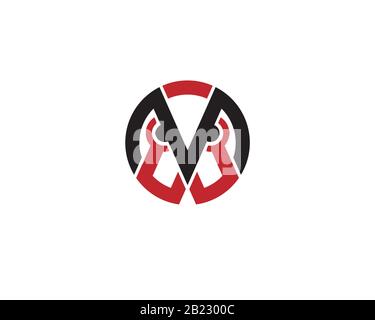 monogramma anagramma logo lettermark della lettera m w o 0 testa di uccello con occhio Illustrazione Vettoriale