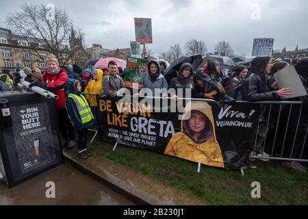 Greta Thunberg partecipa al rally sul cambiamento climatico a Bristol UK sulla 28th di Feb 2020. Un rally a Bristol da Youth Strike Per il clima Bristol. Nella foto, i manifestanti si riuniscono su College Green, Bristol, UK by Gavin Crilly Photography, NO SALES, NO SYNDICATION contact for more information mob: 07810638169 web: www.pressphotographergloucestershire.co.uk email: gavincrilly@gmail.com il copyright fotografico (© 2015) è mantenuto esclusivamente dal creatore di opere in ogni momento e le vendite, la syndication o l'offerta del lavoro per la pubblicazione futura a una terza parte senza che il fotografo abbia conosciuto Foto Stock