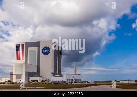 Cape Canaveral, Stati Uniti - ca. Marzo 2017: VAB a Cape Canaveral per l'assemblaggio dello Space Launch System Foto Stock