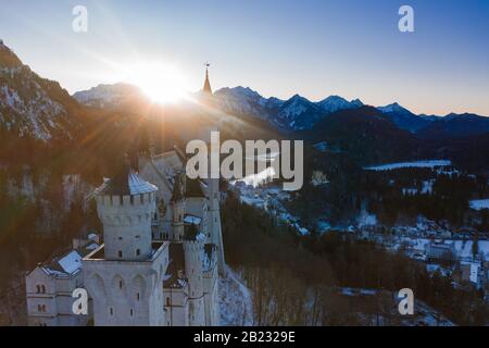 Famoso castello di Neuschwanstein a Hohenschwangau, Germania Foto Stock
