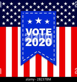Contesto Delle Elezioni presidenziali USA 2020. Banner per le elezioni americane, illustrazione vettoriale del concetto di voto. Illustrazione Vettoriale