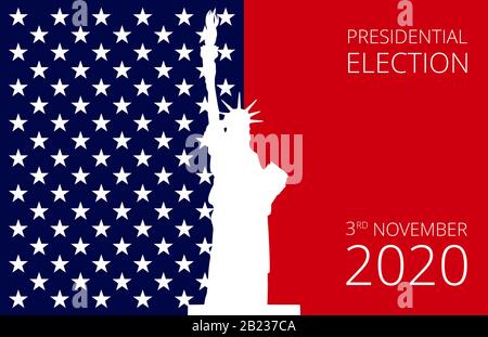 Contesto Delle Elezioni presidenziali USA 2020. Banner per le elezioni americane, illustrazione vettoriale del concetto di voto. Illustrazione Vettoriale