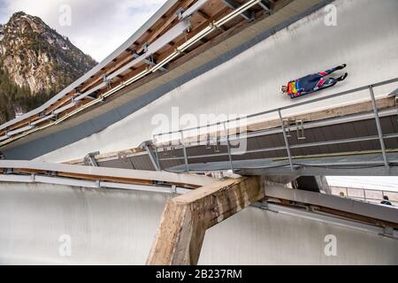 29 febbraio 2020, Baviera, Schönau Am Königssee: Luge: Coppa del mondo, il russo Tatyana Ivanova nel primo caldo della monoposto femminile. Foto: Peter Kneffel/Dpa Foto Stock