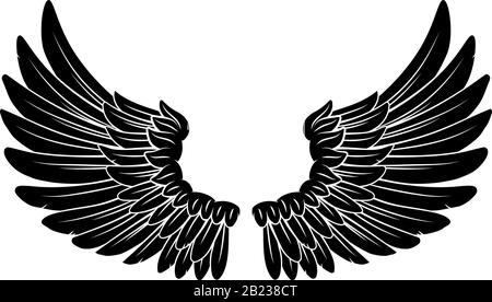 Wings Angel O Eagle Feathers Paio Illustrazione Illustrazione Vettoriale