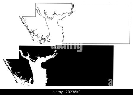 Charlotte County, Florida (contea degli Stati Uniti, Stati Uniti d'America, Stati Uniti, Stati Uniti) mappa vettore illustrazione, tracciare uno schizzo Charlotte mappa Illustrazione Vettoriale