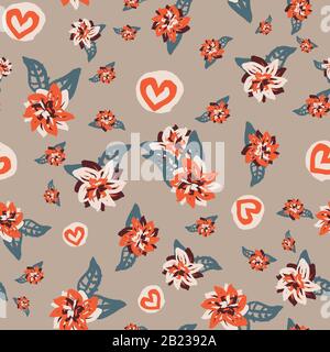 fiori e cuori senza cuciture vettore modello Illustrazione Vettoriale