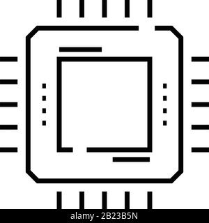 Icona della linea del processore, simbolo del concetto, illustrazione del vettore del contorno, simbolo lineare. Illustrazione Vettoriale