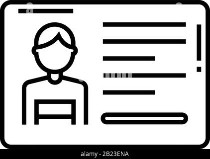 Icona della linea della scheda di autorizzazione, simbolo concettuale, illustrazione del vettore di contorno, simbolo lineare. Illustrazione Vettoriale
