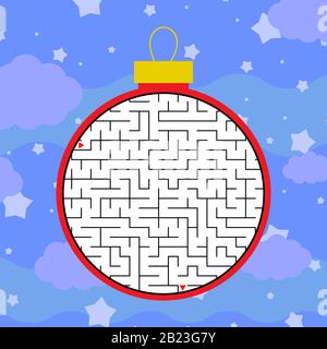 Labirinto rotondo astratto. Una semplice illustrazione vettoriale piatta isolata su uno sfondo colorato Illustrazione Vettoriale