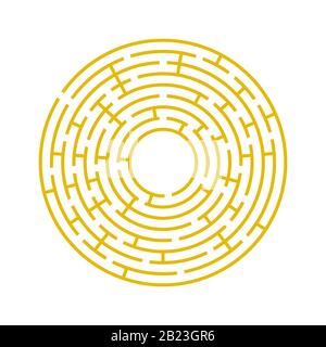Labirinto rotondo astratto. Un gioco educativo per bambini e adulti. Semplice immagine vettoriale piatta isolata su sfondo bianco Illustrazione Vettoriale