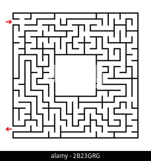 Labirinto quadrato astratto. Gioco di sviluppo per i bambini. Semplice immagine vettoriale piatta isolata su sfondo bianco. Con un luogo per la vostra immagine Illustrazione Vettoriale