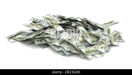 Stack di dollari USA (Isolato su sfondo bianco) Foto Stock