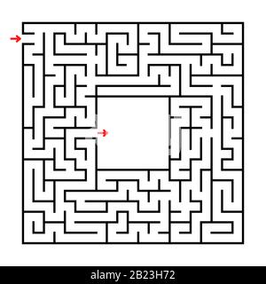 Labirinto quadrato astratto. Gioco di sviluppo per i bambini. Semplice immagine vettoriale piatta isolata su sfondo bianco. Con un luogo per la vostra immagine Illustrazione Vettoriale