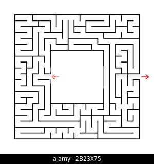 Colorato labirinto quadrato con fiori. Gioco di sviluppo per i bambini. Semplice immagine vettoriale piatta isolata su sfondo bianco. Illustrazione Vettoriale