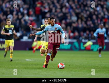 London Stadium, Londra, Regno Unito. 29th Febbraio 2020; London Stadium, Londra, Inghilterra; Calcio Inglese Premier League, West Ham United Contro Southampton; Sebastien Haller Di West Ham United Foto Stock