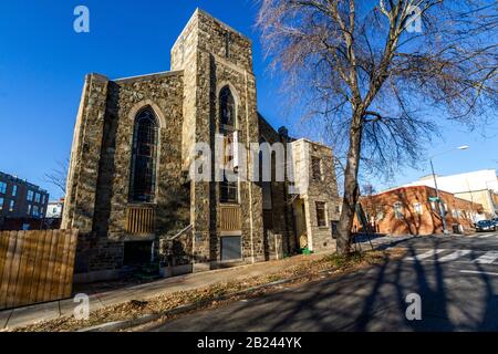 King Emmanuel Baptist Church, Washington, DC, in Adams Morgan, prima di un nuovo sviluppo nel 2019. Foto Stock