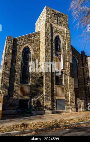 King Emmanuel Baptist Church, Washington, DC, in Adams Morgan, prima di un nuovo sviluppo nel 2019. Foto Stock