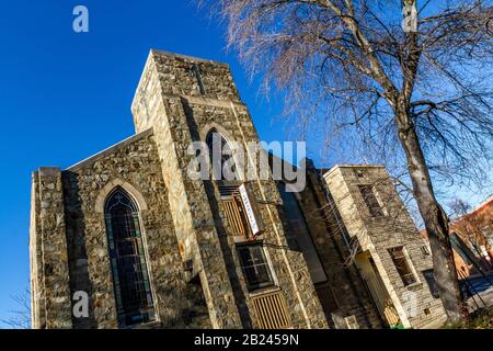 King Emmanuel Baptist Church, Washington, DC, in Adams Morgan, prima di un nuovo sviluppo nel 2019. Foto Stock