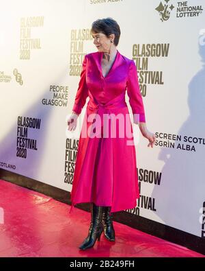 Glasgow, Regno Unito. 29th Feb, 2020. Nella foto; Celia Imrie World Premiere of ‘Love Sarah' `al Glasgow Film Festival 2020 su thee red carpet al di fuori del Glasgow Film Theatre. Credito: Colin Fisher/Alamy Live News Foto Stock