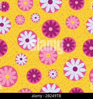motivo vettoriale floreale senza cuciture rosa e giallo Illustrazione Vettoriale