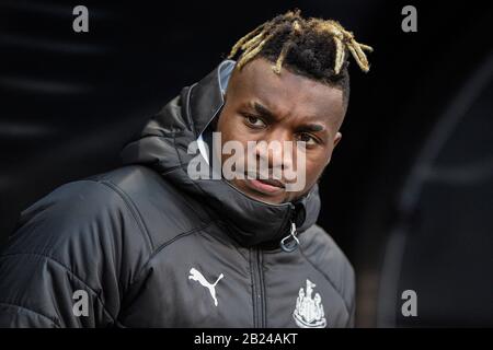 Newcastle UPON TYNE, INGHILTERRA - FEBBRAIO 29TH Allan Saint-Maximin (10) di Newcastle United durante la partita della Premier League tra Newcastle United e Burnley al St. James's Park, Newcastle il Sabato 29th Febbraio 2020. (Credit: IAM Burn | MI News) La Fotografia può essere utilizzata solo per scopi editoriali di giornali e/o riviste, licenza richiesta per uso commerciale Credit: Mi News & Sport /Alamy Live News Foto Stock