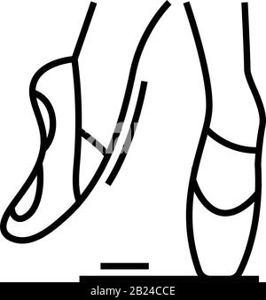 Icona della linea di scarpe Pointe, simbolo concettuale, illustrazione vettoriale outline, simbolo lineare. Illustrazione Vettoriale