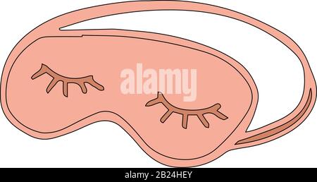 Maschera di sonno in stile cartone animato isolato su sfondo bianco. Icona del segno. Illustrazione semplice vettoriale. Utilizzabile come icona o simbolo. Elemento decorativo. dr. Mano Illustrazione Vettoriale