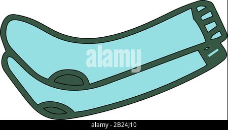 Calze lunghe e alla moda in stile cartone animato isolate su sfondo bianco. Icona del segno. Illustrazione semplice vettoriale. Utilizzabile come icona o simbolo. Elemento di decorazione.H Illustrazione Vettoriale